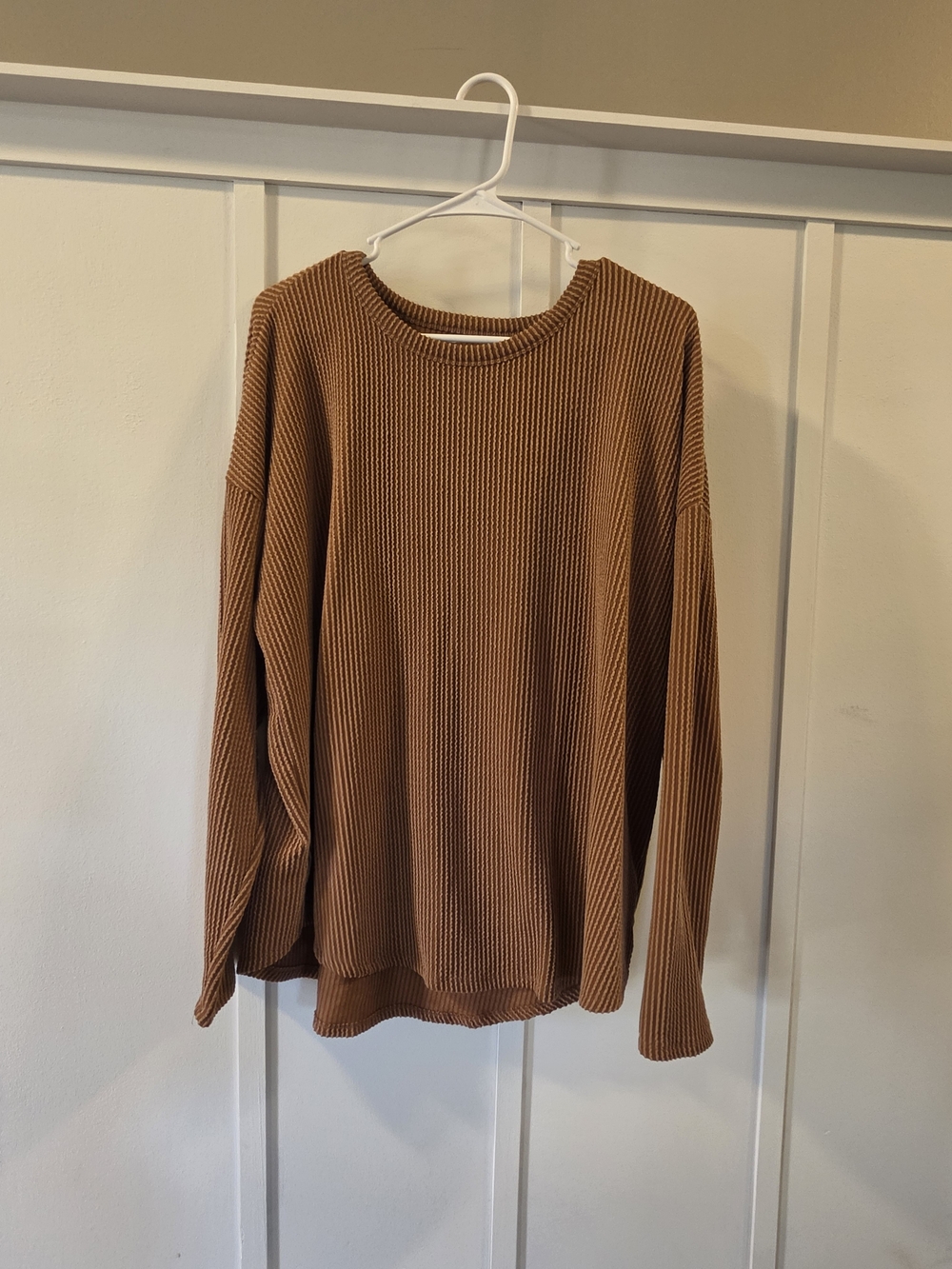 Men's Ribbed Crewneck Sweater - Brown